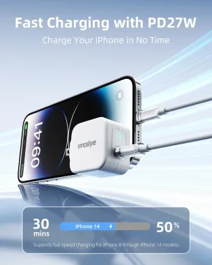 Cáp Innostyle USB-C to Lightning CryStalShine 1.5 Mét white