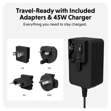 BỘ SẠC KHÔNG DÂY HYPERJUICE NEXT Qi2 MAGNETIC CHARGING STAND 4-IN-1 PORTABLE & TRAVEL ( ĐI KÈM ADAPTER SẠC 45W) – HJ3004WHGL