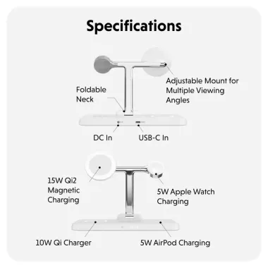 BỘ SẠC KHÔNG DÂY HYPERJUICE NEXT Qi2 MAGNETIC CHARGING STAND 4-IN-1 PORTABLE & TRAVEL ( ĐI KÈM ADAPTER SẠC 45W) – HJ3004WHGL
