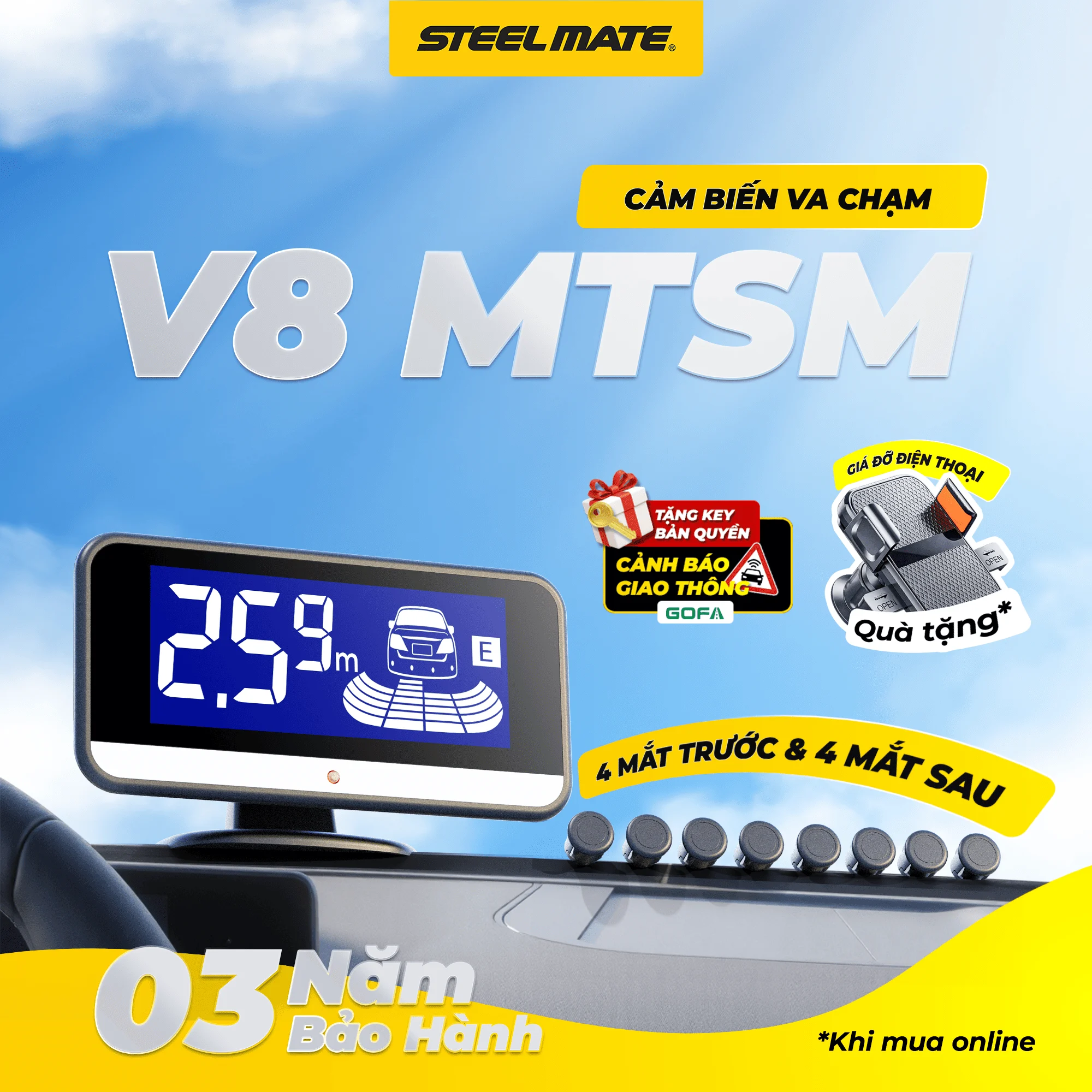 Cảm biến chống va chạm đa điểm trước sau MTSM V8